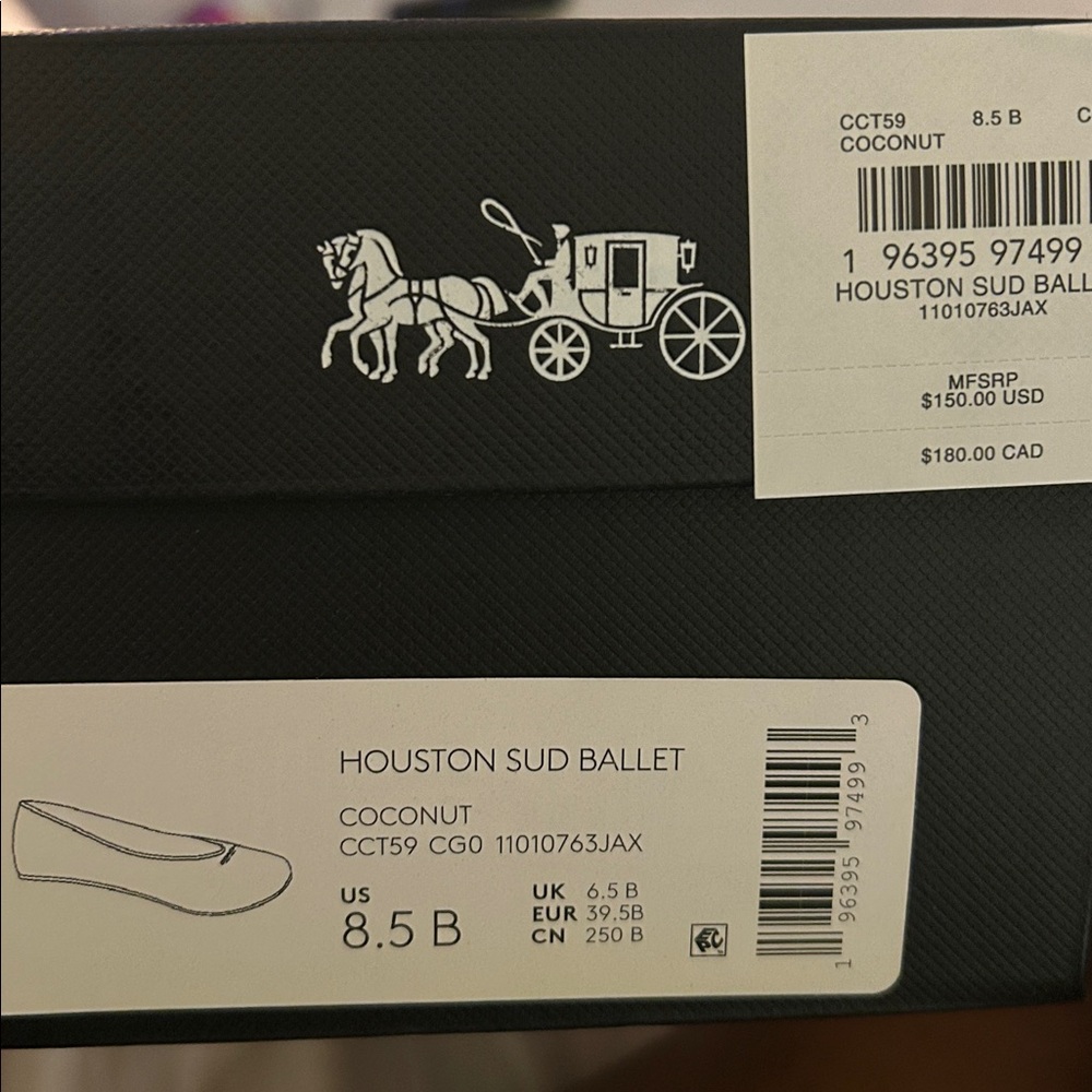 Coach Houston Ballet Flat Suede Coconut NWT - Picture 5 of 8